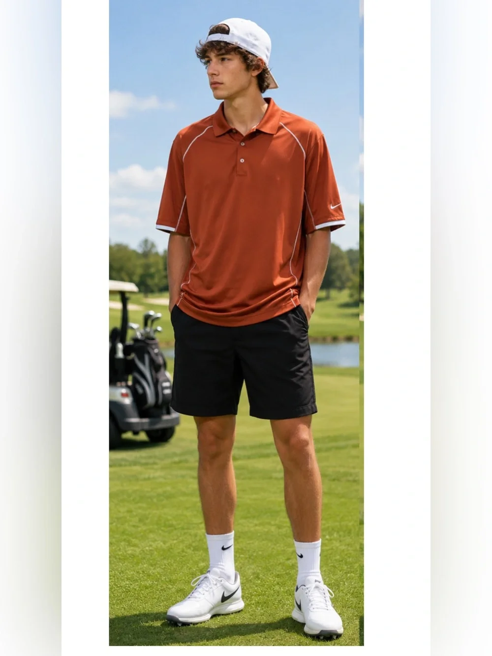 Nike Golf Dri-Fit XL Polo Burnt Orange Short Sleeve Shirt Activewear Casual Gorp